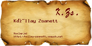 Kállay Zsanett névjegykártya